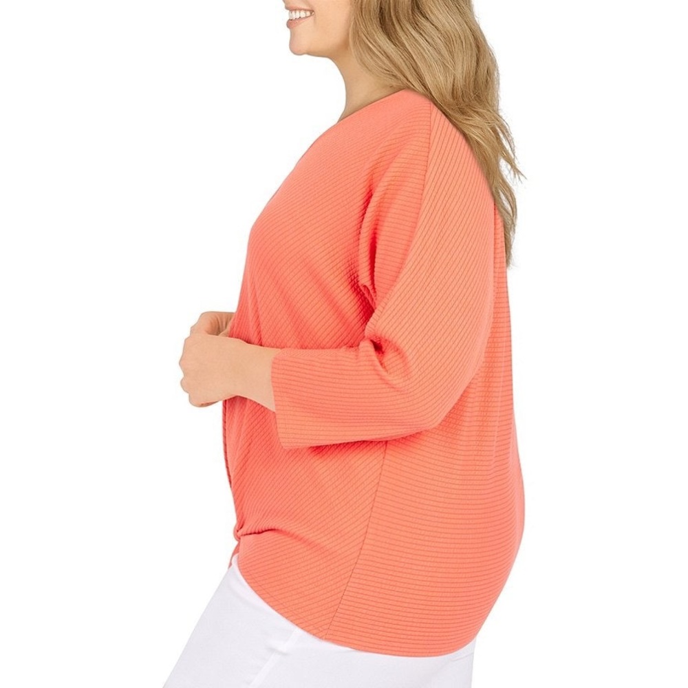 Ruby Rd. Tie Front Knit Ottoman Top - Picture 3 of 8